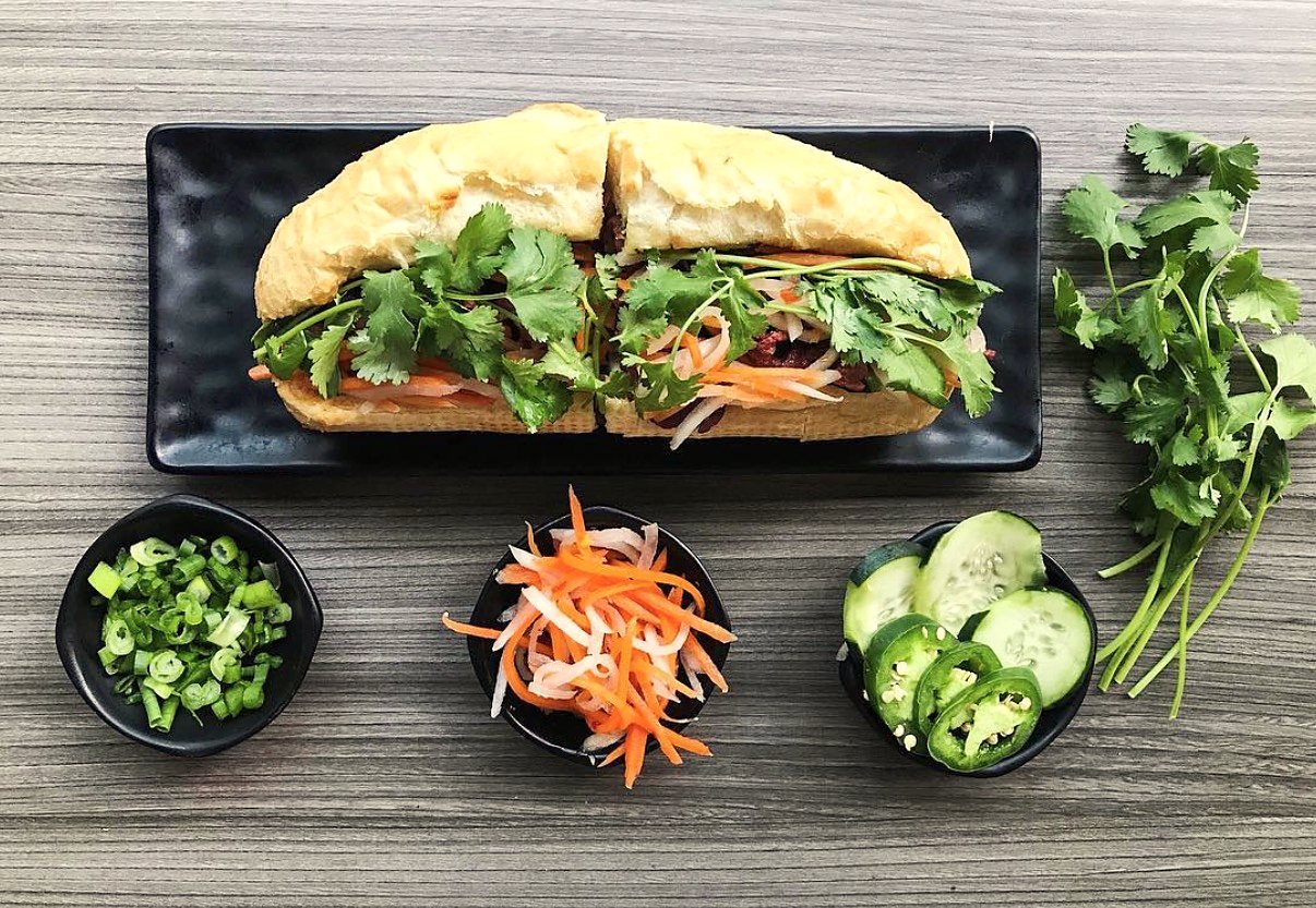 Bánh mì with pickled vegetables, cilantro and jalapeño